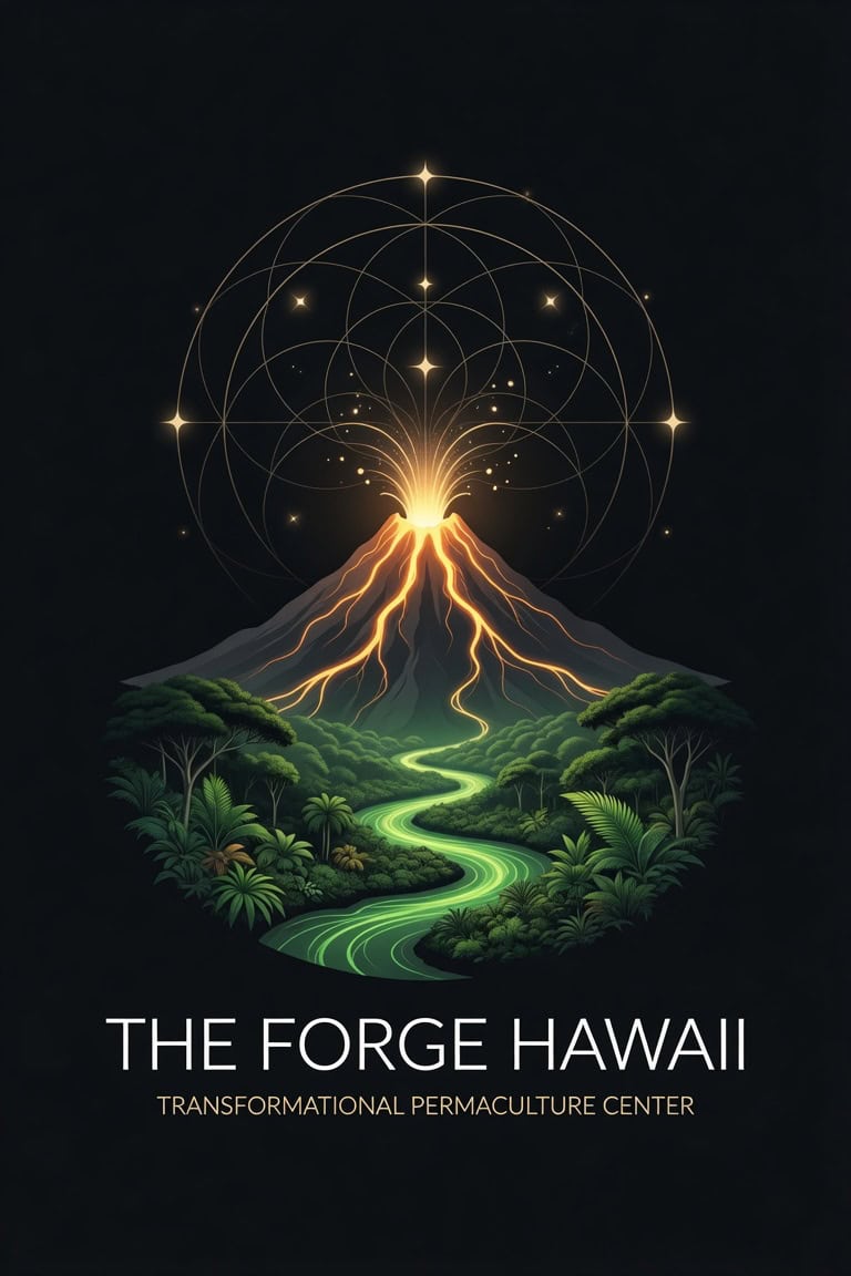 The Forge Hawaii — volcano and sacred geometry mark